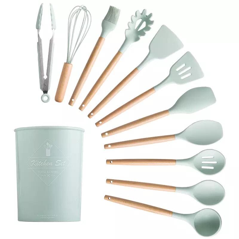 12 Pcs Silicone Utensils With Holder, Heat Resistant Kitchen Cookware 12 Pcs Silicone Utensils With Holder, Heat Resistant Kitchen Cookware